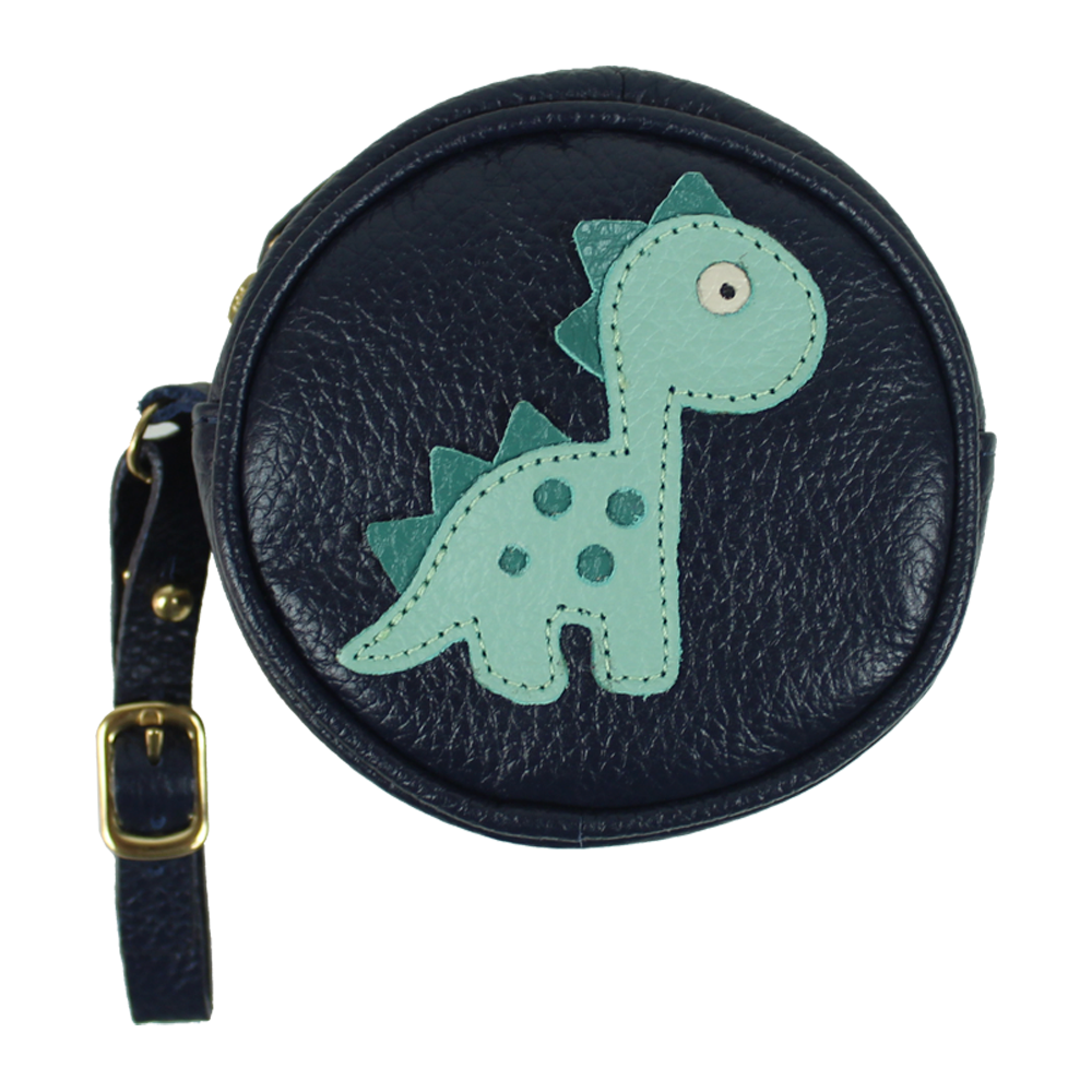 Porta Chupeta Little Dino em Couro Personalizada