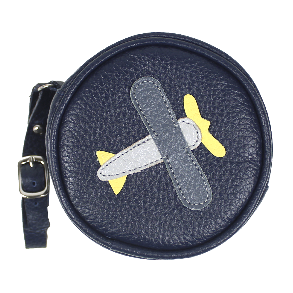 Porta Chupeta Little Plane em Couro Personalizada