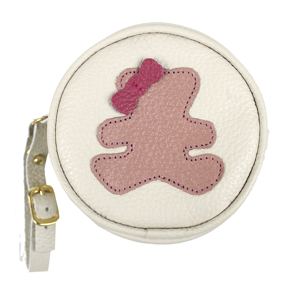 Porta Chupeta Little Bear Laço em Couro Personalizada