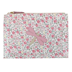 Porta Documento Libélula Estampa Bosque com Rosa Chá e Off White Liso Pronta Entrega