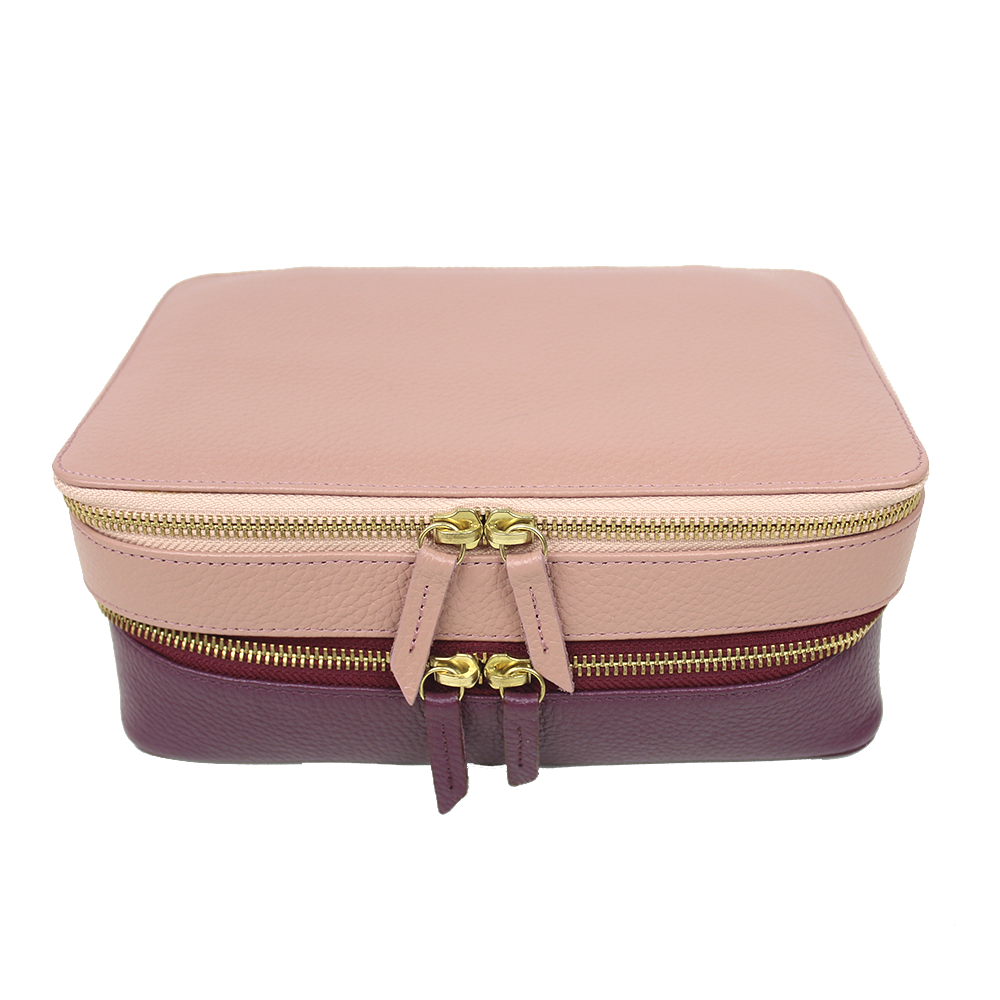 Porta Joias Olga Algodão Doce Liso com Burgundy Liso Pronta Entrega