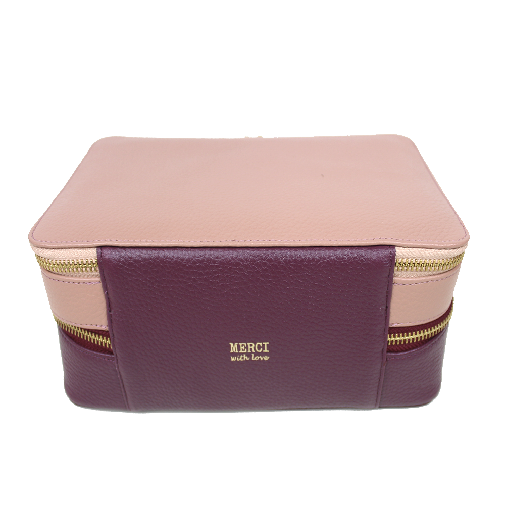 Porta Joias Olga Algodão Doce Liso com Burgundy Liso Pronta Entrega