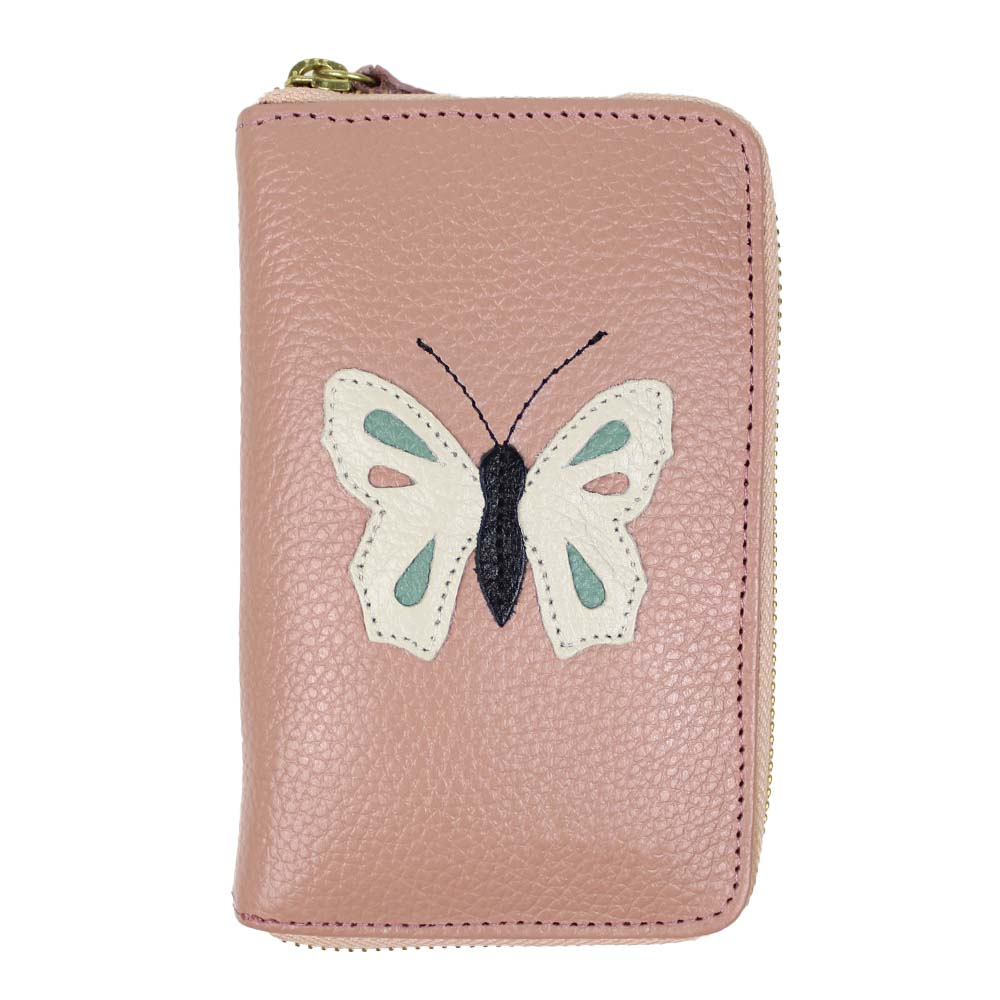 Porta Joias Zíper Borboleta em Couro Personalizada