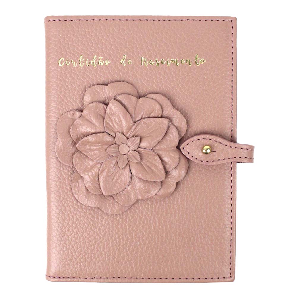 Porta Mini Certidão De Nascimento Camélia Algodão Doce Liso Pronta Entrega