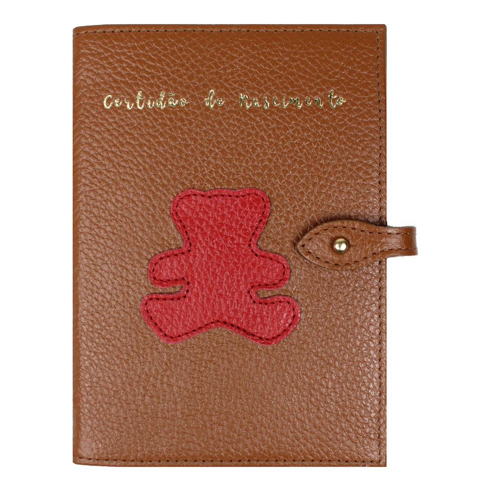 Porta Mini Certidão de Nascimento Little Bear em Couro Personalizado