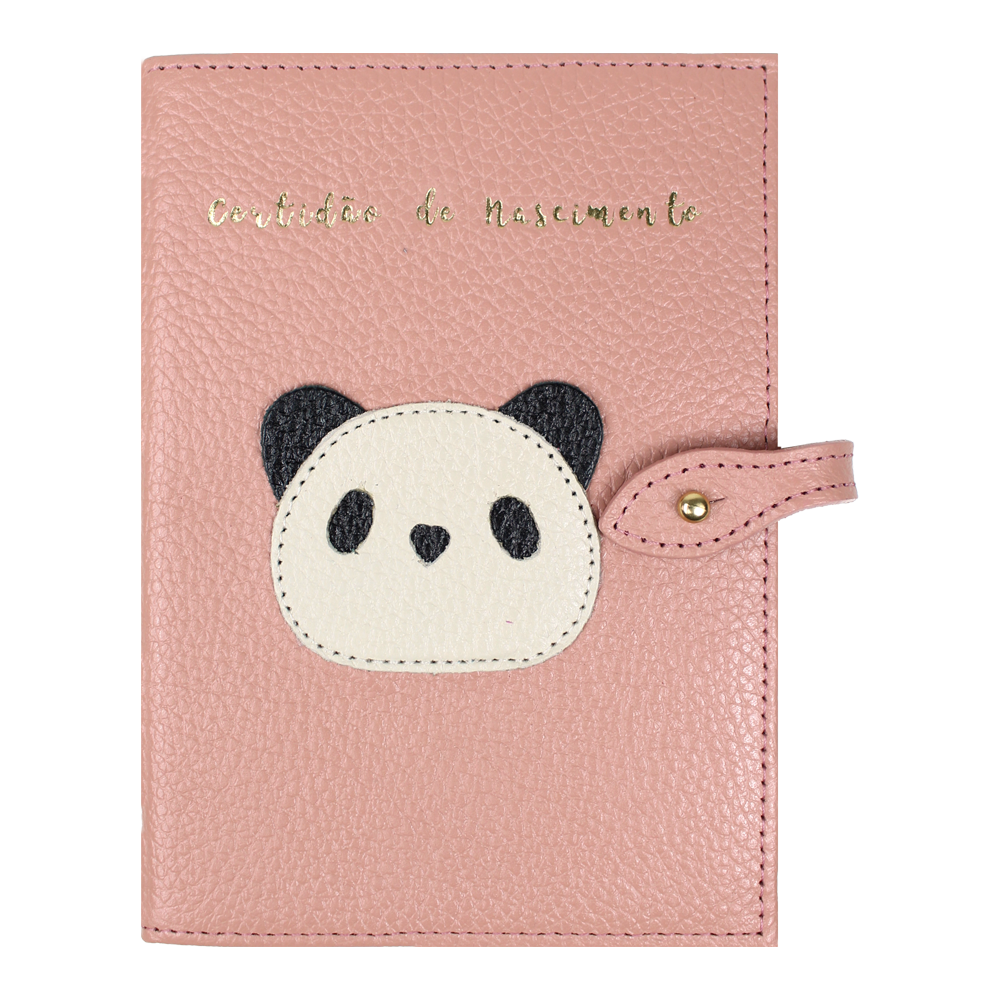 Porta Mini Certidão de Nascimento Little Panda em Couro Personalizado