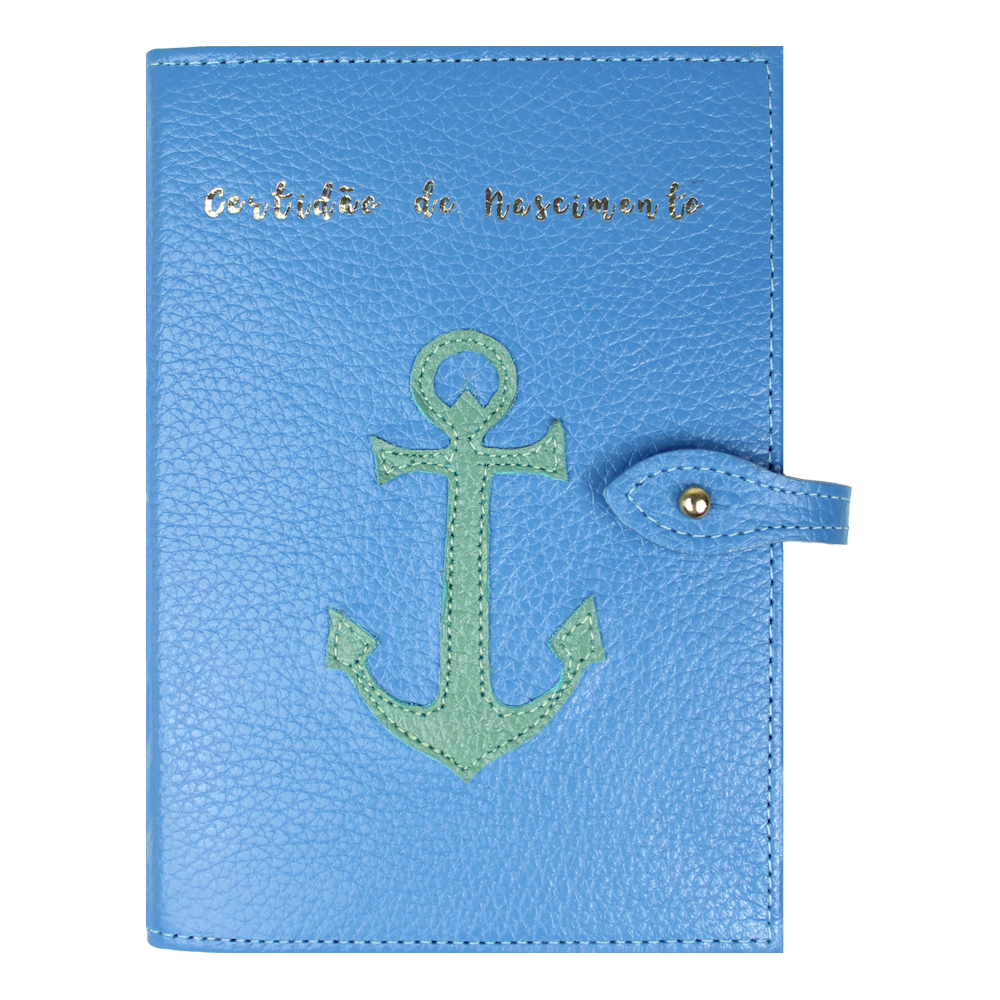 Porta Mini Certidão de Nascimento Marinheiro em Couro Personalizado