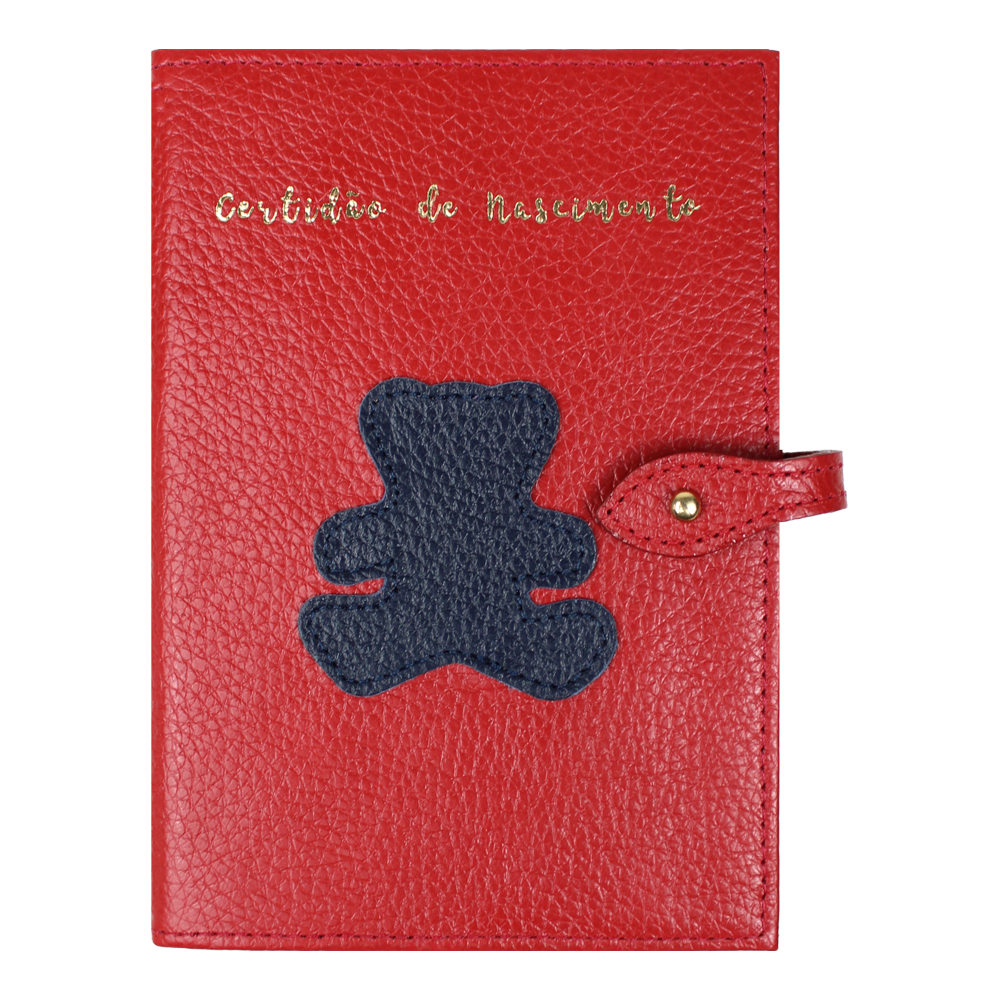 Porta Mini Certidão de Nascimento Little Bear em Couro Personalizado