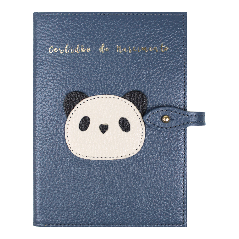 Porta Mini Certidão de Nascimento Little Panda em Couro Personalizado