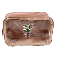 Necessaire Anne Beach Bordado Muguet em Couro e Vinil Personalizada