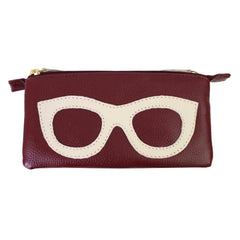 Porta Óculos Duplo Burgundy Liso com Off White Liso Pronta Entrega