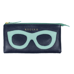 Porta Óculos Lunettes Marinho Liso com Jade Pronta Entrega