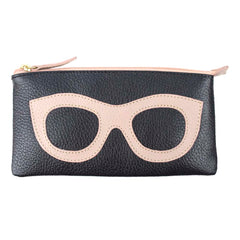 Porta Óculos Lunettes Preto Liso com Rose Liso Pronta Entrega