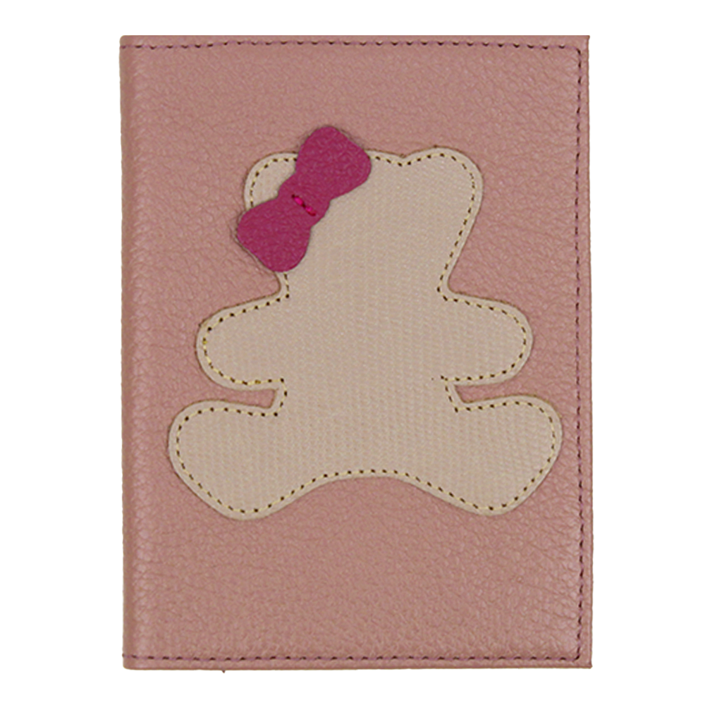 Porta Passaporte Little Bear Laço em Couro Personalizado