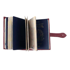 Porta Passaporte Boston 4 Burgundy Liso Pronta Entrega