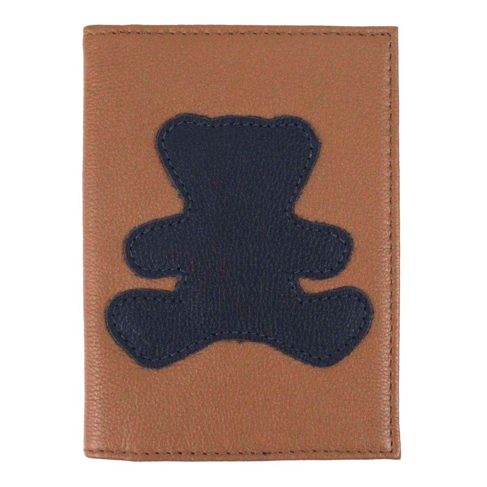 Porta Passaporte Little Bear Caramelo Liso com Marinho Liso Pronta Entrega