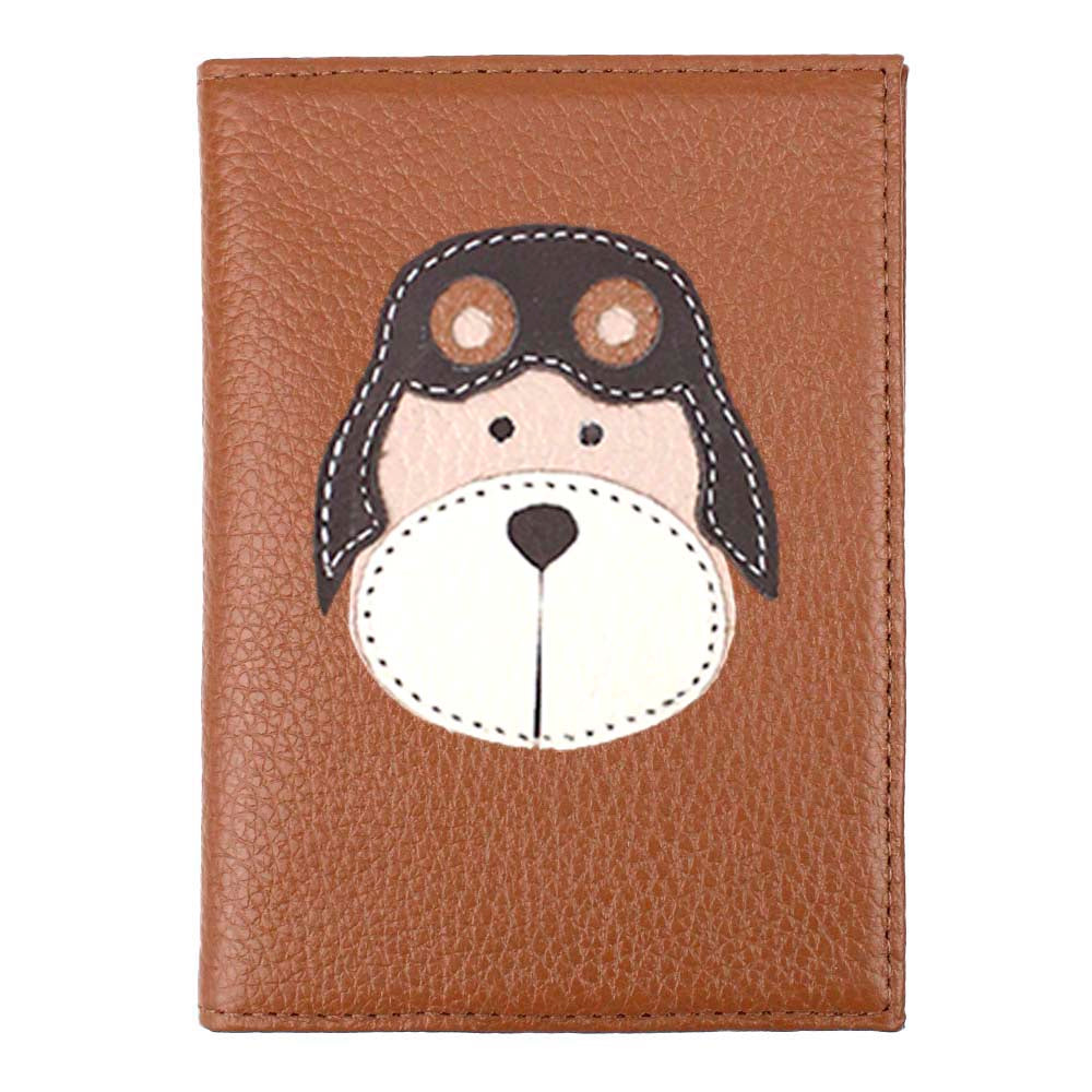 Porta Passaporte Urso Aviador em Couro Personalizado