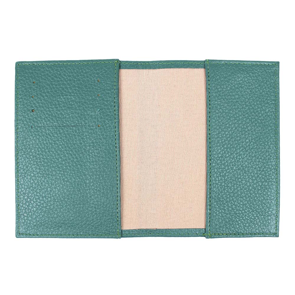 Porta Passaporte Cavalo Joca Esmeralda com Off White Liso, Fendi e Marinho Liso Pronta Entrega