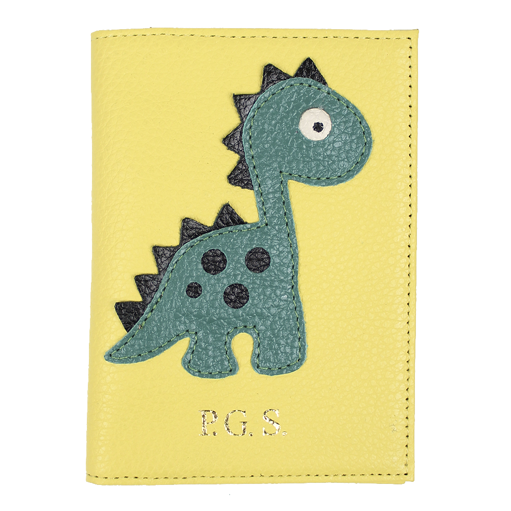 Porta Passaporte Little Dino em Couro Personalizado