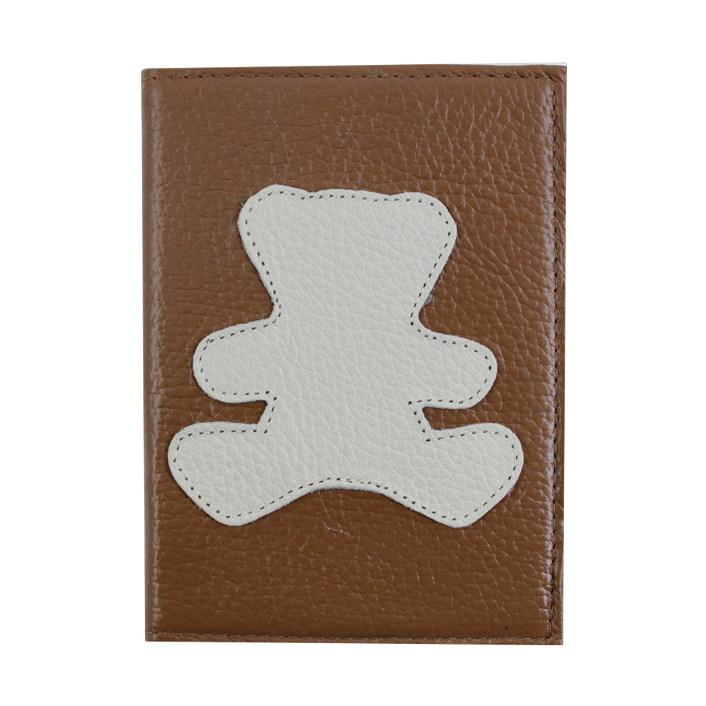 Porta Passaporte Little Bear Caramelo Liso com Off White Liso Pronta Entrega