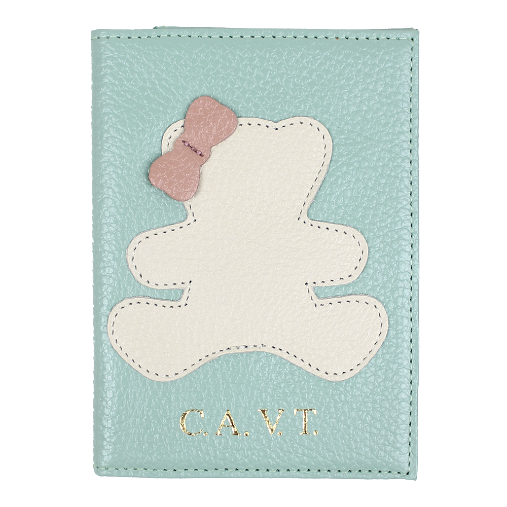 Porta Passaporte Little Bear Laço em Couro Personalizado