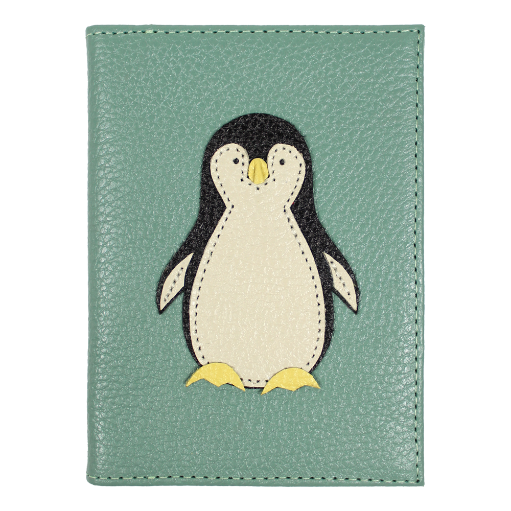 Porta Passaporte Pinguim em Couro Personalizado