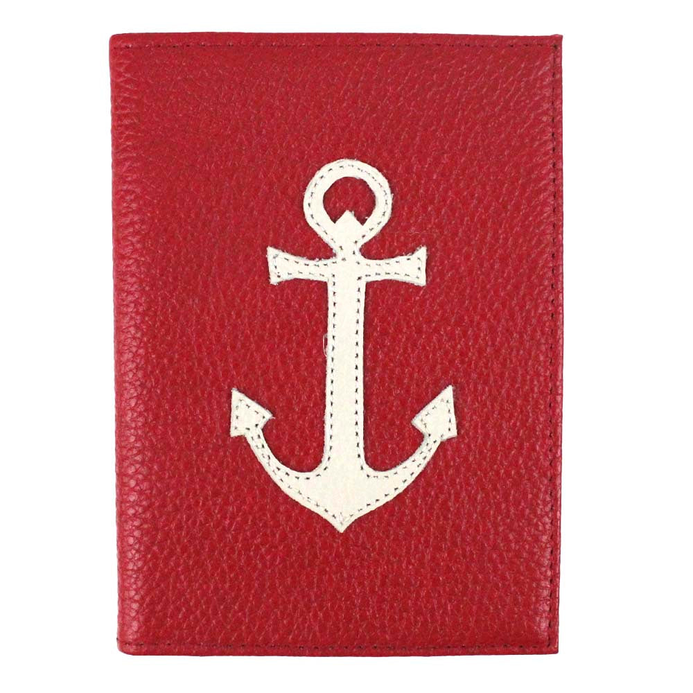 Porta Passaporte Marinheiro Vermelho Liso com Off White Liso Pronta Entrega