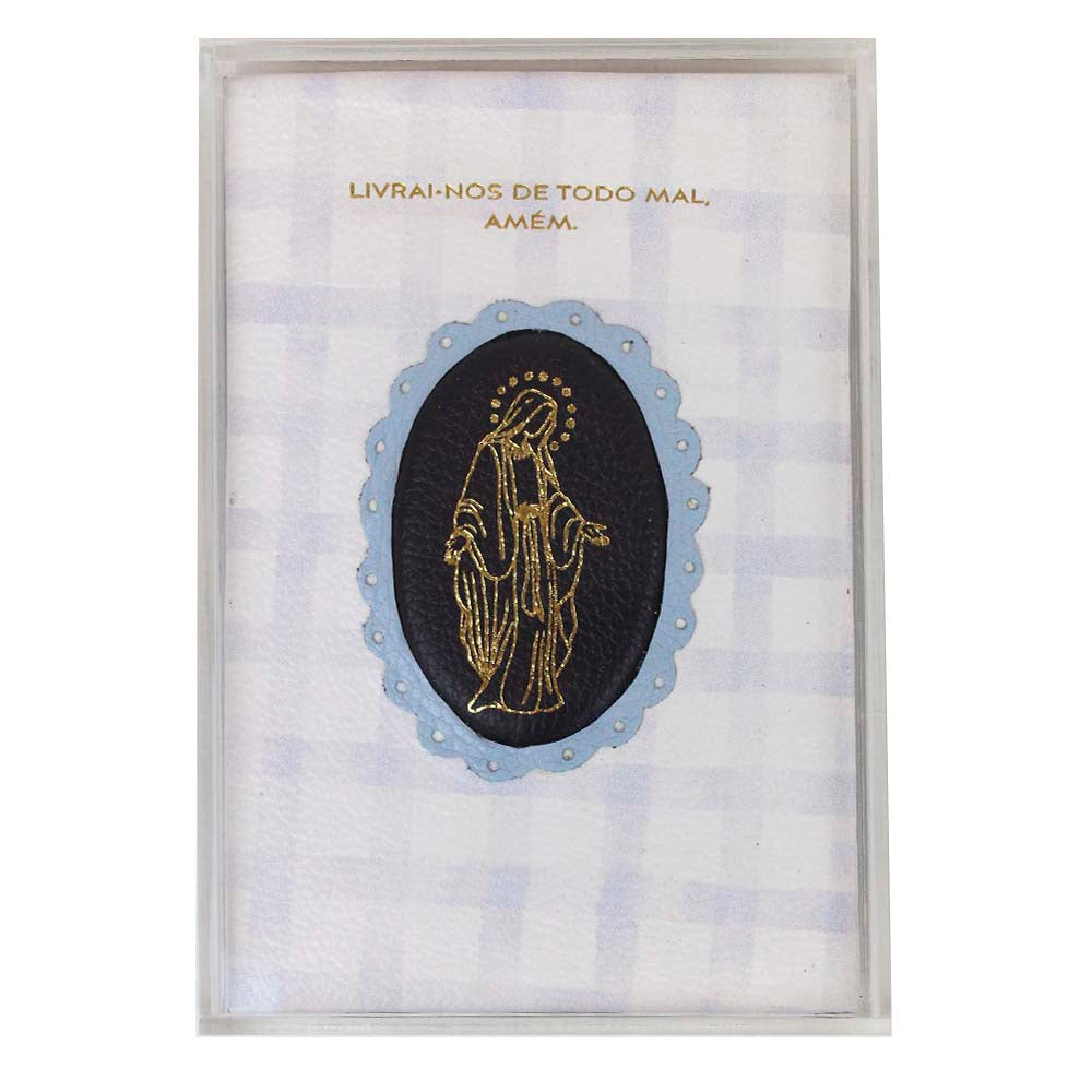 Quadrinho Nossa Senhora das Graças em Couro Personalizado