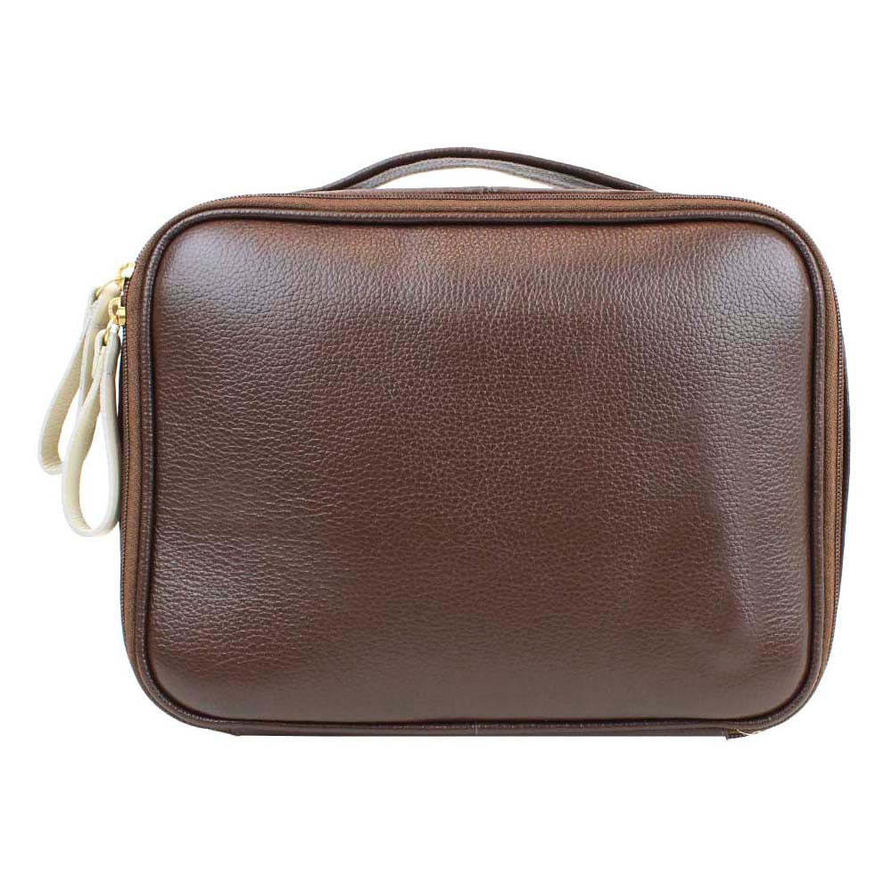 Necessaire Sarah Café com Off White Liso Pronta Entrega