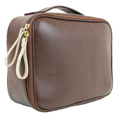 Necessaire Sarah Café com Off White Liso Pronta Entrega