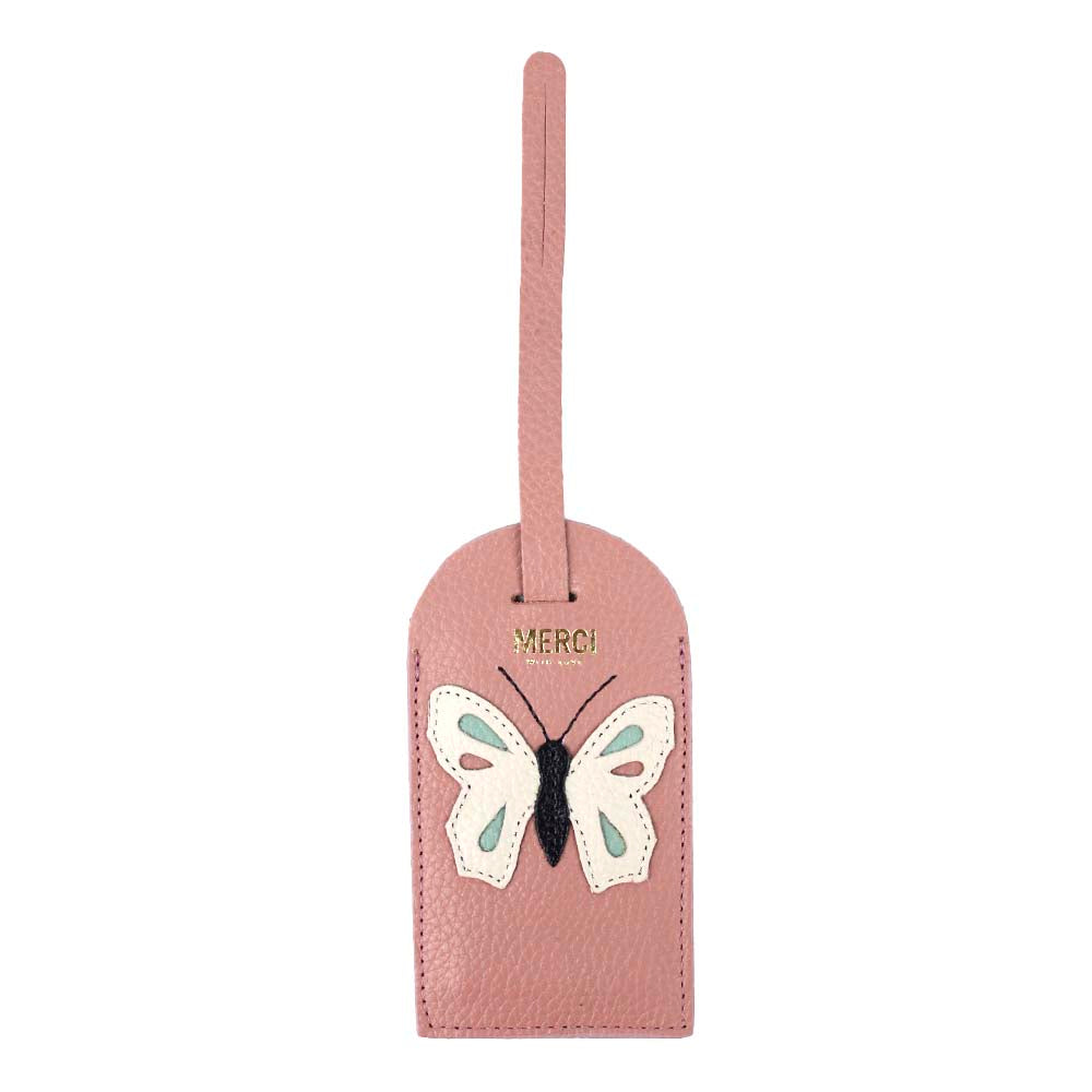 Tag de Mala Borboleta em Couro Personalizada