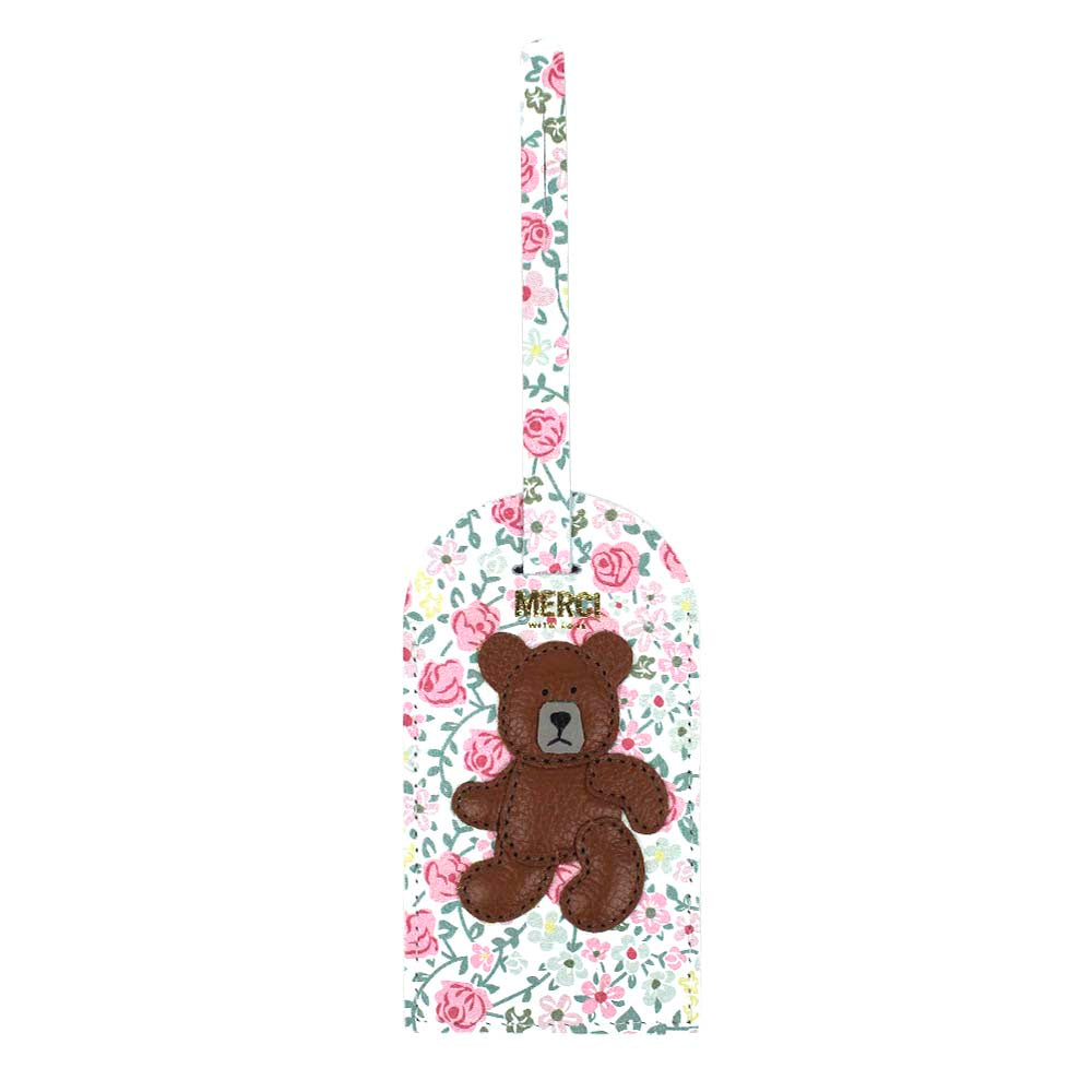 Tag de Mala Urso Teddy Estampa Bosque em Couro Personalizada
