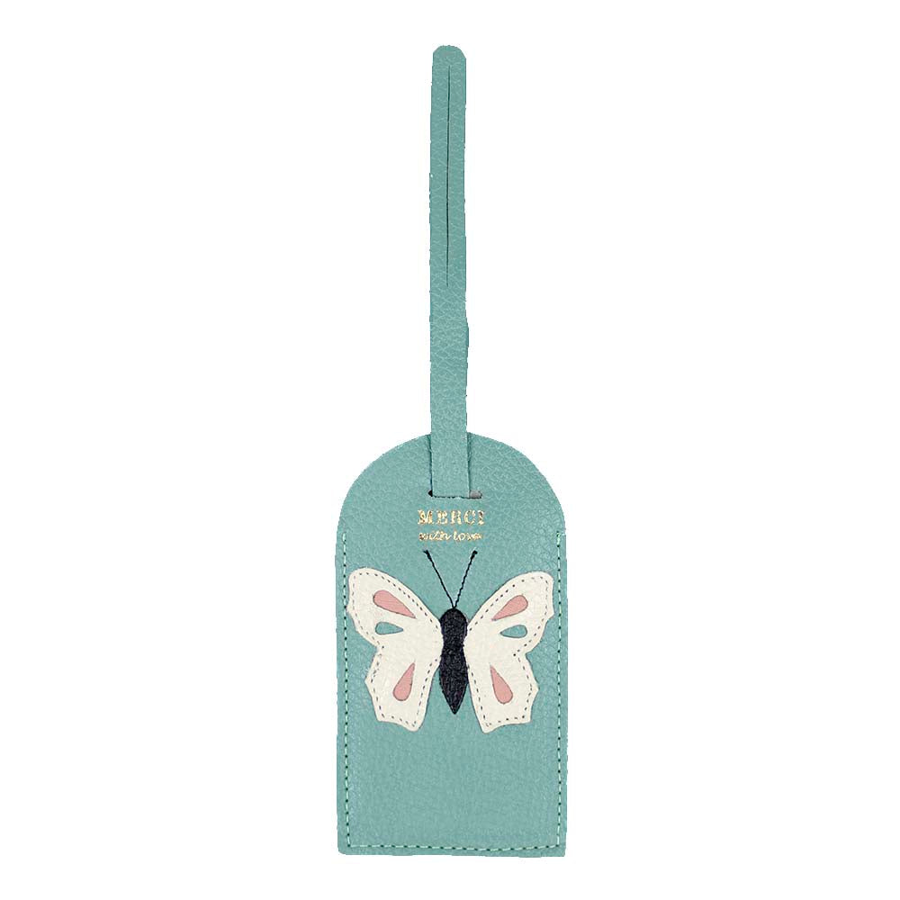 Tag de Mala Borboleta em Couro Personalizada