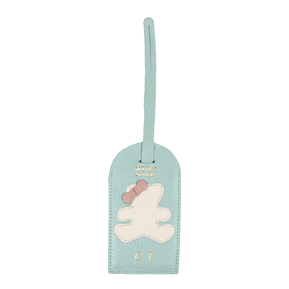 Tag de Mala Little Bear Laço em Couro Personalizada