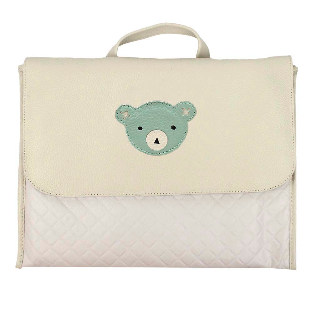Quick Baby Change Blue Bear em Couro Personalizado