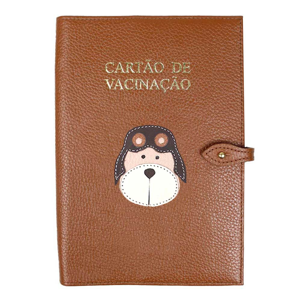 Porta Cartão de Vacina Urso Aviador Caramelo Liso Pronta Entrega