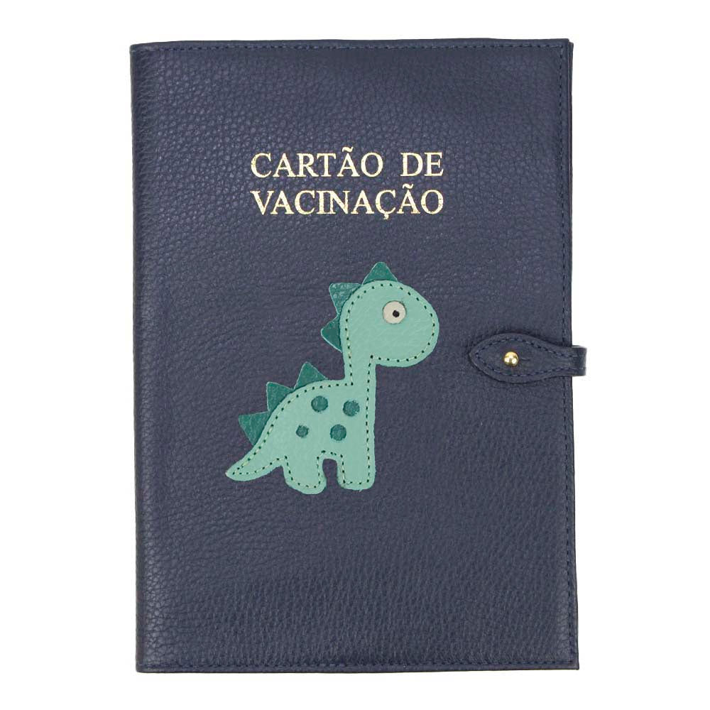 Porta Cartão De Vacina Little Dino Marinho Liso com Esmeralda e Menta Liso Pronta Entrega